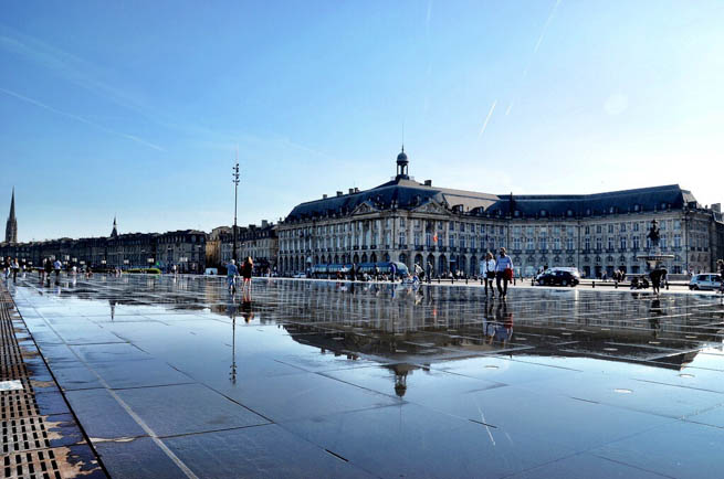 Bordeaux is a port city on the Garonne River in the Gironde department in southwestern France.