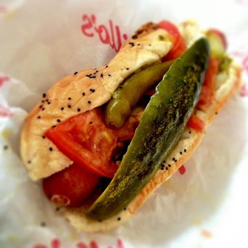 Chicago-style hot dog, Chicago Dog, or Chicago Red Hot is an all-beef frankfurter on a poppy seed bun, originating from the city of Chicago CT