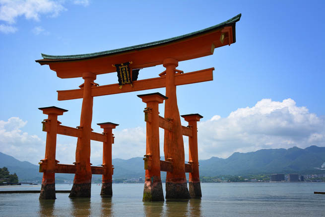 torii is a traditional Japanese gate most commonly found at the entrance of or within a Shinto shrine 