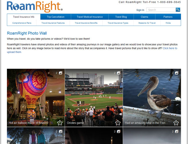 The RoamRight Photo Wall is a great place to share travel photos.