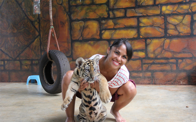Woman with Tiger Cub