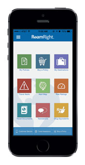 RoamRight Mobile App Home Screen