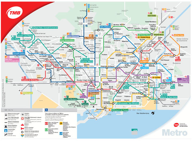 Metro Map of Barcelona Metro Map of Barcelona