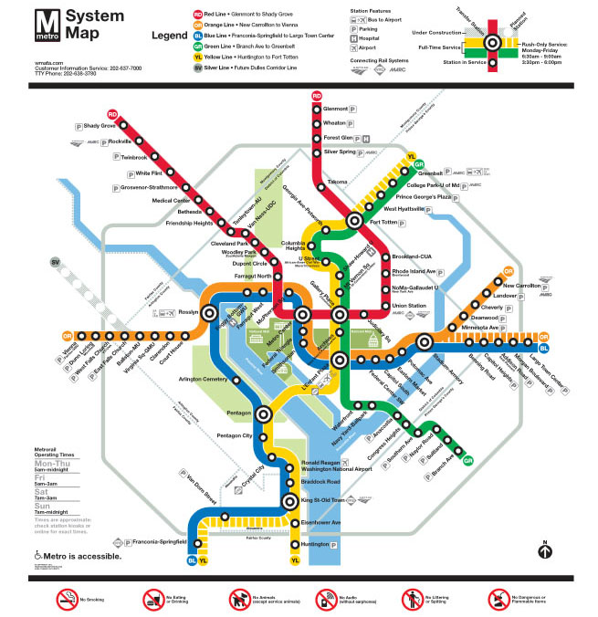 Metro Map Washington DC Metro Map Washington DC