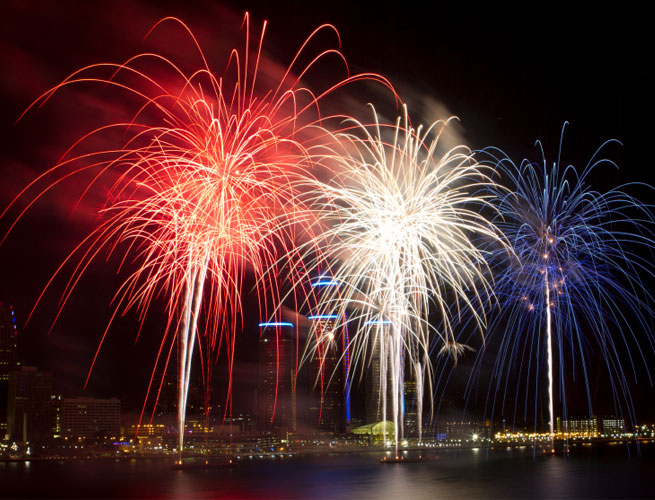 Fireworks are a key aspect of 4th of July celebrations. Independence Day is celebrated throughout the United States on July 4th.