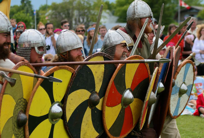 Re-enactors dress up like Vikings during the Icelandic Festival in Manitoba.
