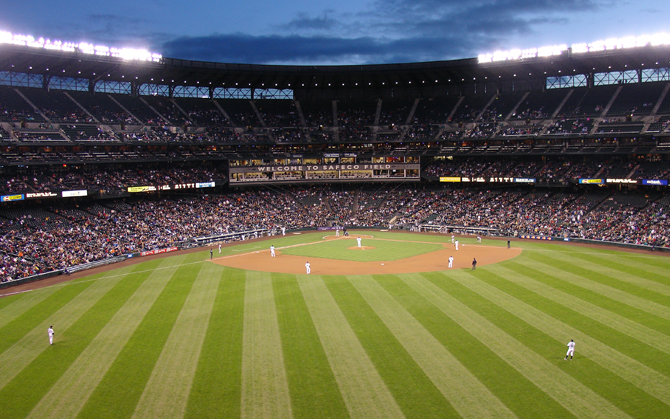 A view of Safeco Field, home of Seattle Mariners, from the outfield. How would you plan a trip to every baseball stadium in America? RoamRight discusses several ways to organize your trip.