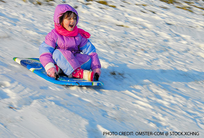 Girl Sledding Down a Hill Basic travel insurance programs don't cover common winter activities (such as skiing). Here is a list of 5 activities that most programs will cover.